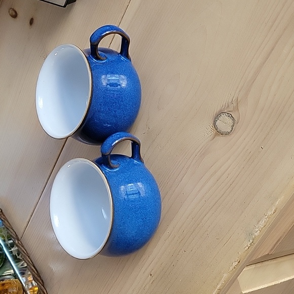 Denby England Boston Blue Mugs Tea Cups - Set of 2 - Picture 5 of 6